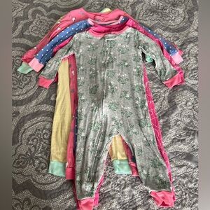 Set of 5 footless zip up pajamas